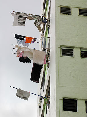 Tendederos en bloque HDB — vida cotidiana